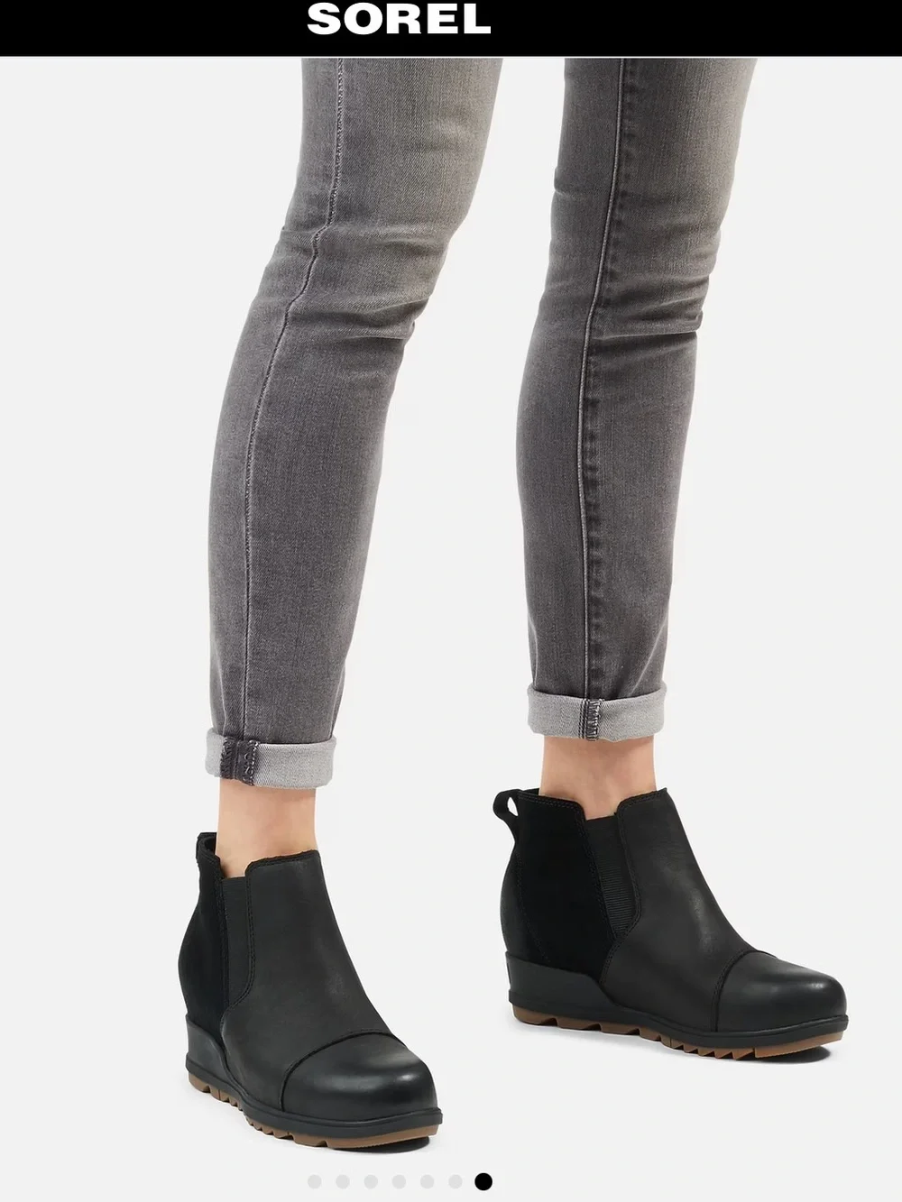 Sorel Black Evie Suede Pull-On Wedge Bootie new without box